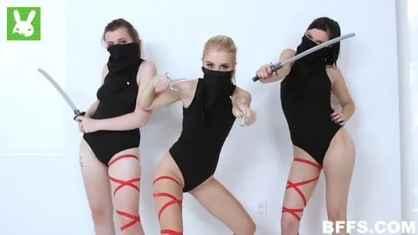 three girl trio ninja cosplay porn video