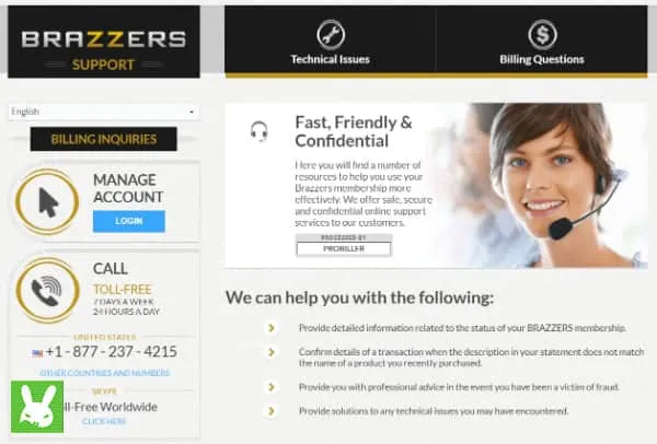 cancel Brazzers support page screenshot