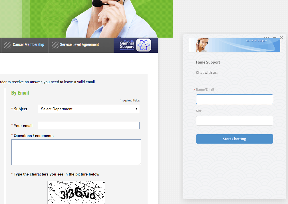 support chat window popup